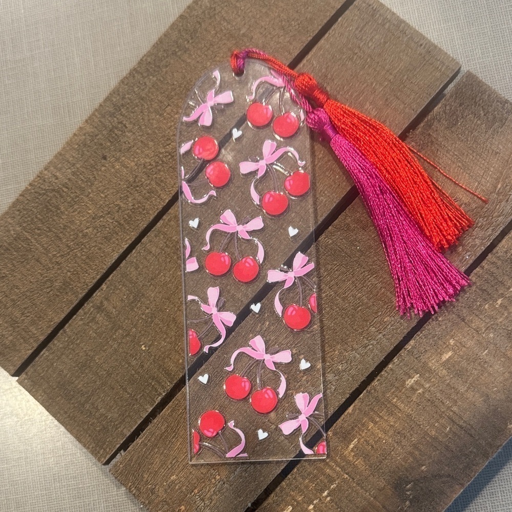 Cherry Print Bookmark with Tassel